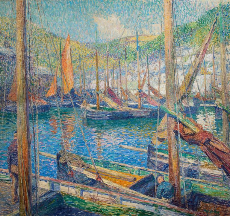 Haven van Polperro, Engeland, ca. 1917 door H.J. Wolter