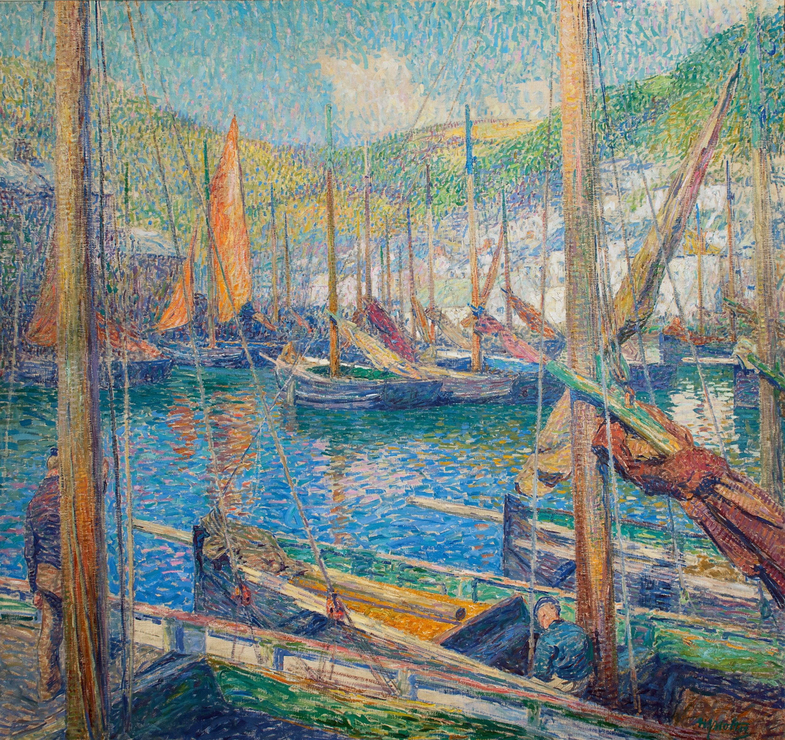 Haven van Polperro, Engeland, ca. 1917 door H.J. Wolter