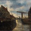 Stadsgezicht met ophaalbrug